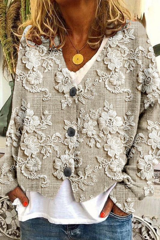 Cardigan Floral Suave-Transpirable