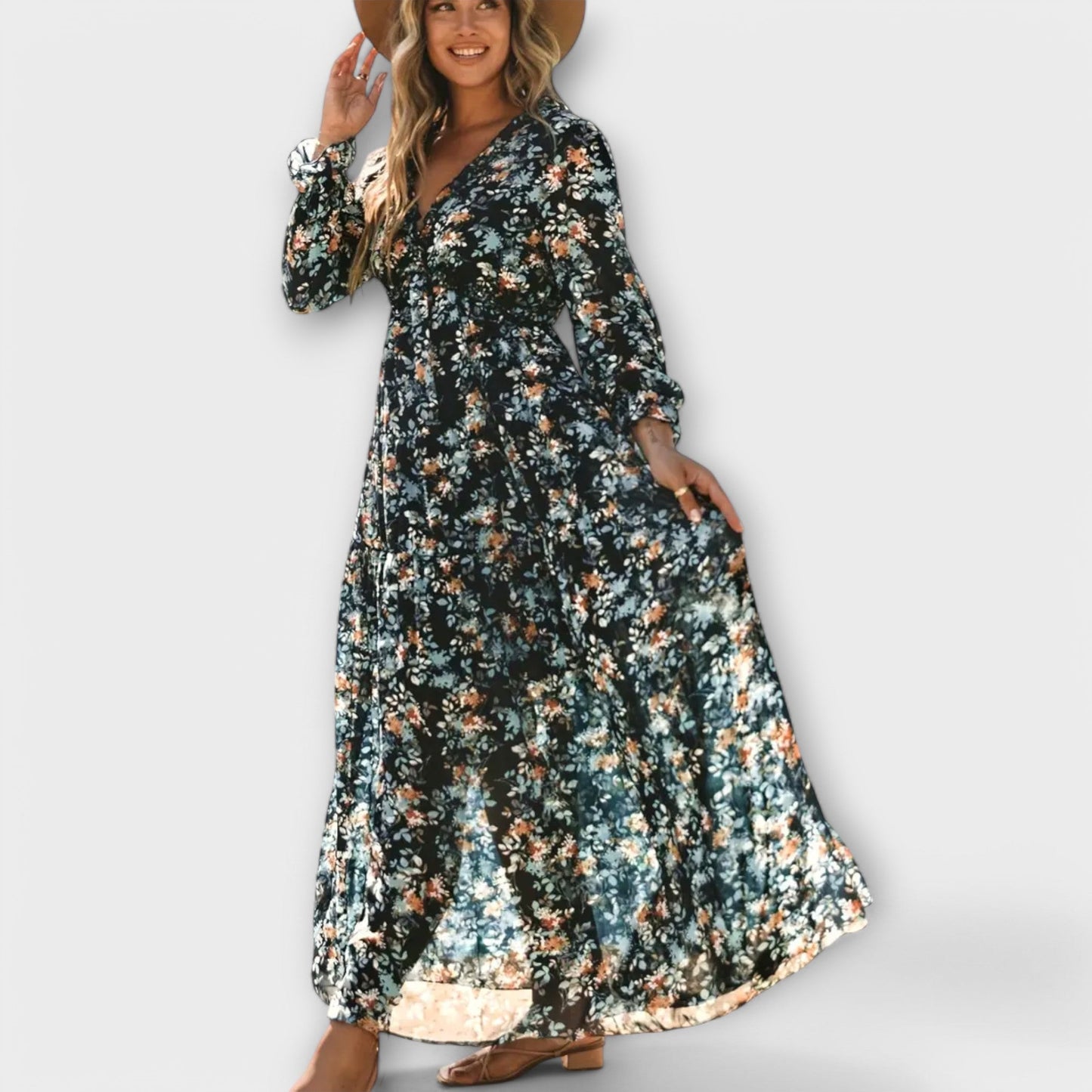 Vestido Maxi Floral Elegante