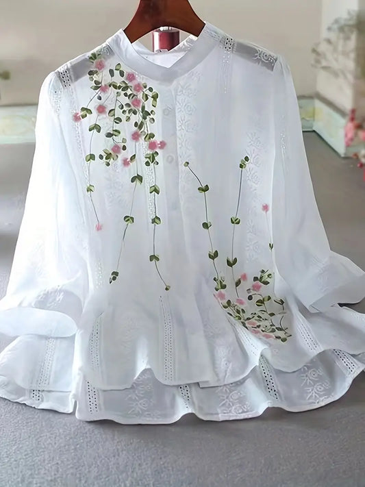 Blusa Floral Ajuste-Favorecedor