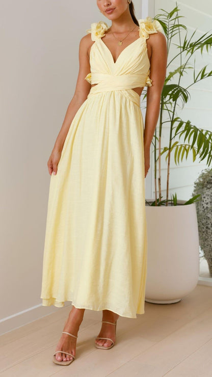 Vestido Maxi Amarillo Favorecedor