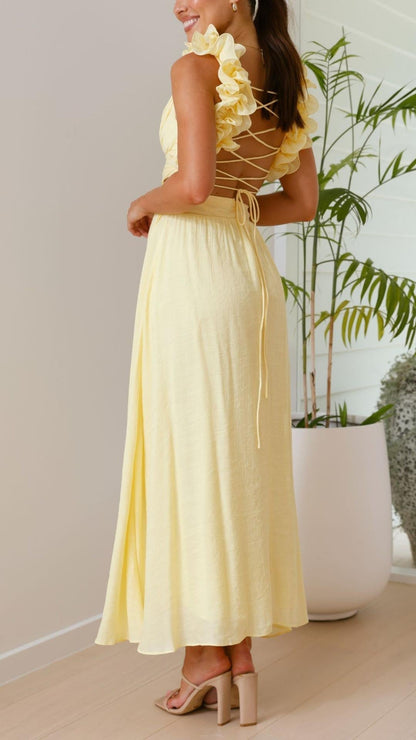 Vestido Maxi Amarillo Favorecedor