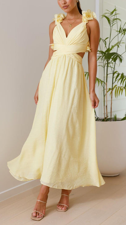 Vestido Maxi Amarillo Favorecedor