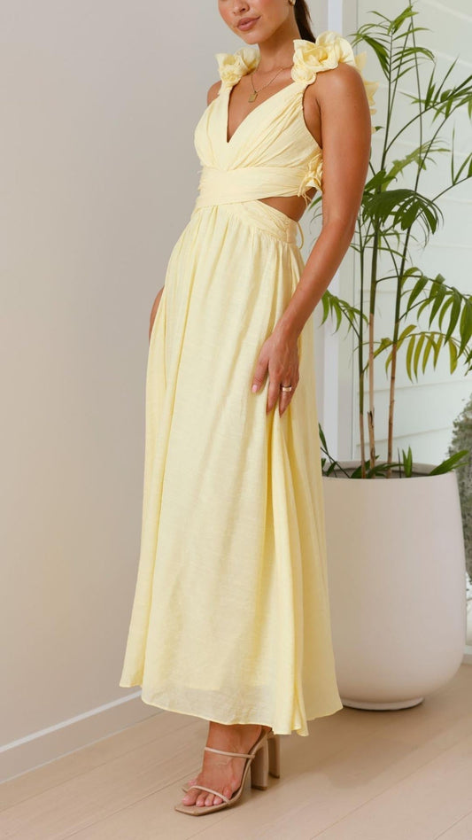 Vestido Maxi Amarillo Favorecedor