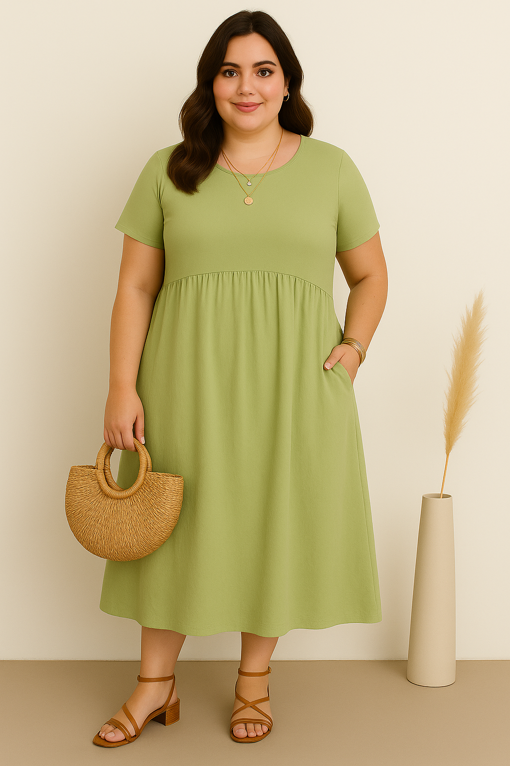 Vestido Verde Confort-Casual