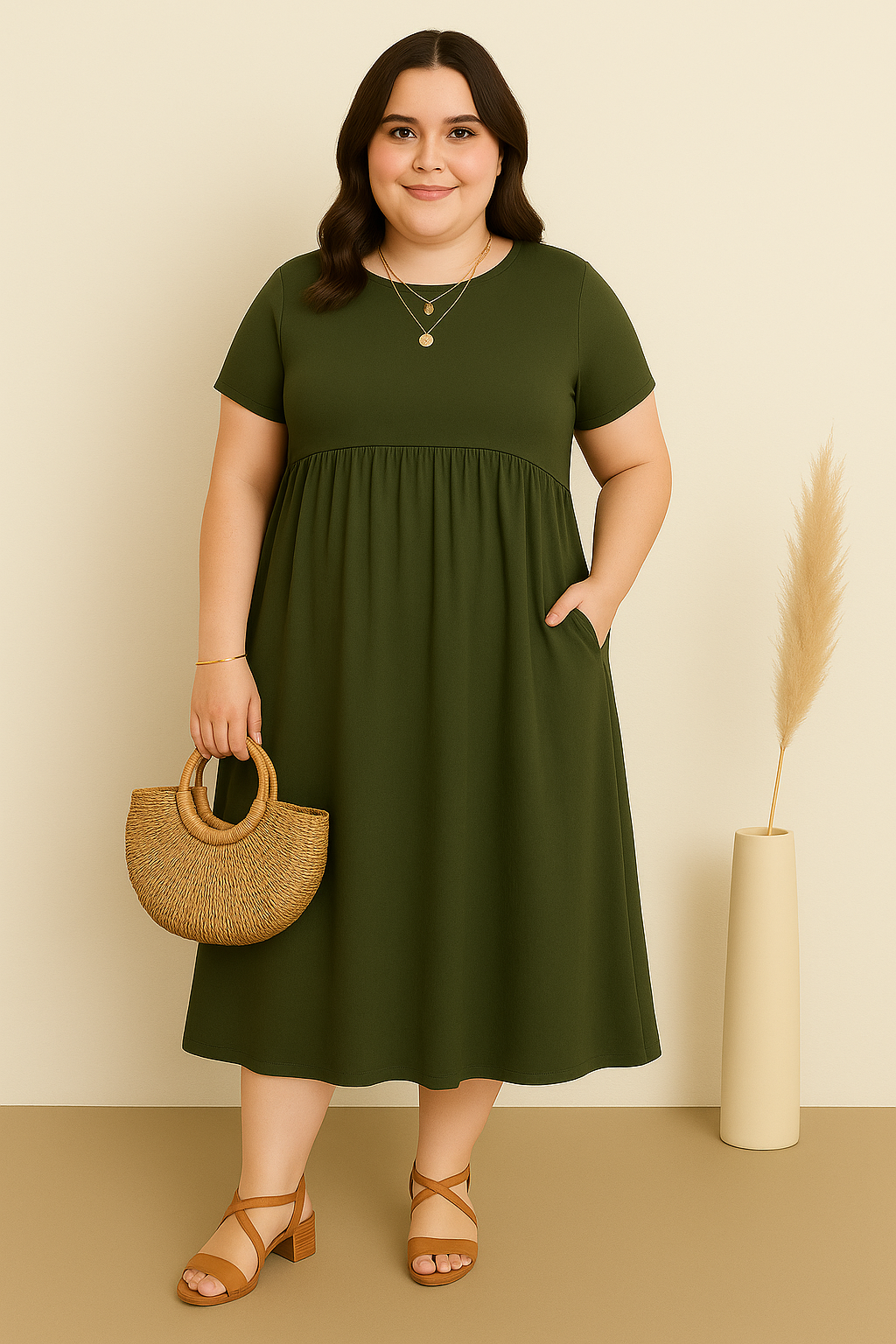 Vestido Verde Confort-Casual
