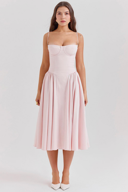 Elegant Waist-Cinch Midi Dress
