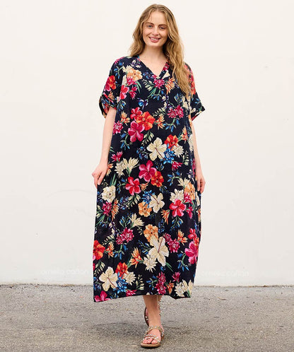 Vestido-Color Bolsillo Casual
