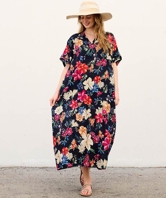 Vestido-Color Bolsillo Casual