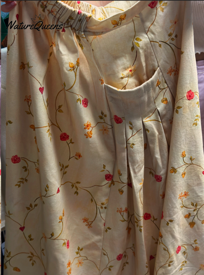 Falda Retro Floral con Bolsillos