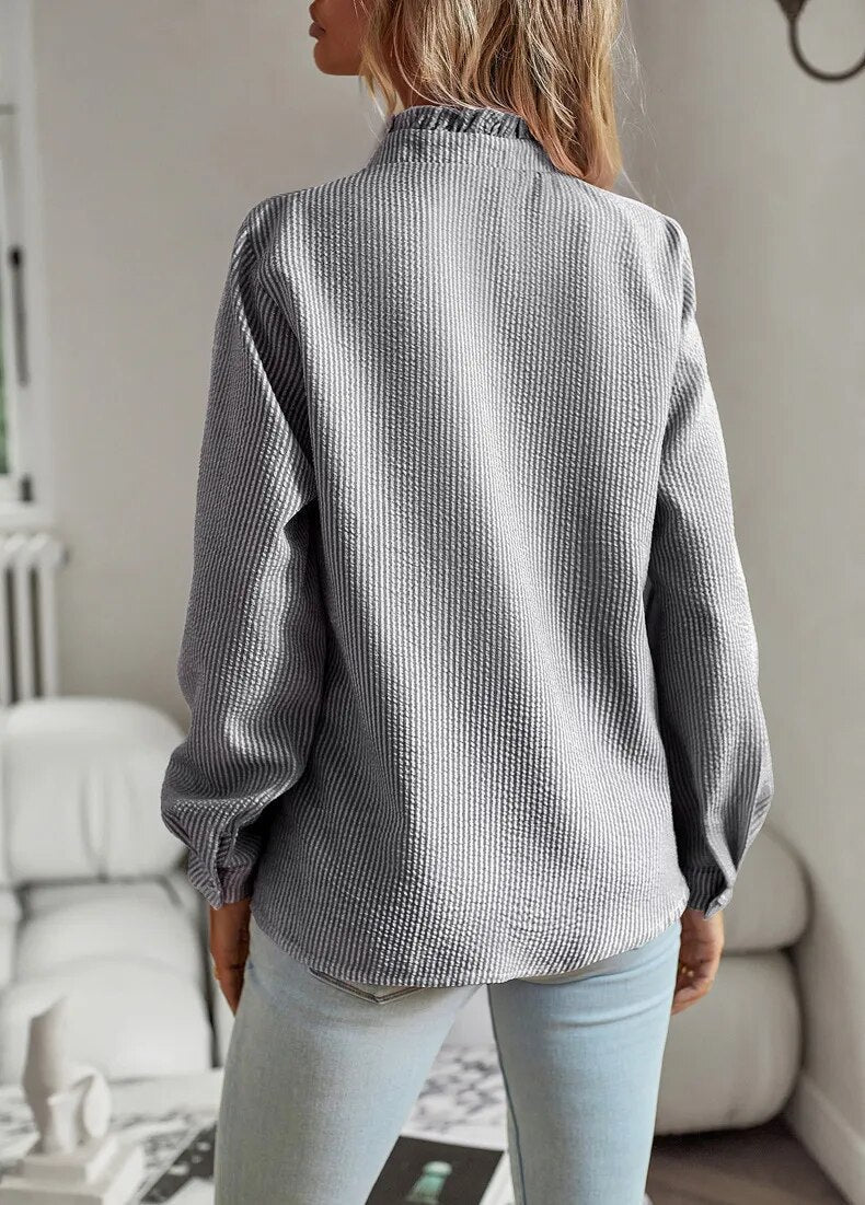 Elegancia-Ruffle Blusa