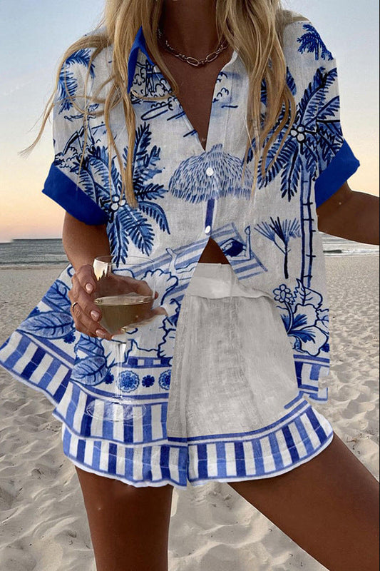 Conjunto Relajado de Lino Tropical