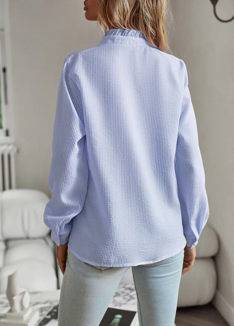 Elegancia-Ruffle Blusa