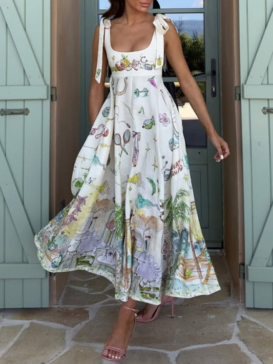 Vestido Midi con Cordones