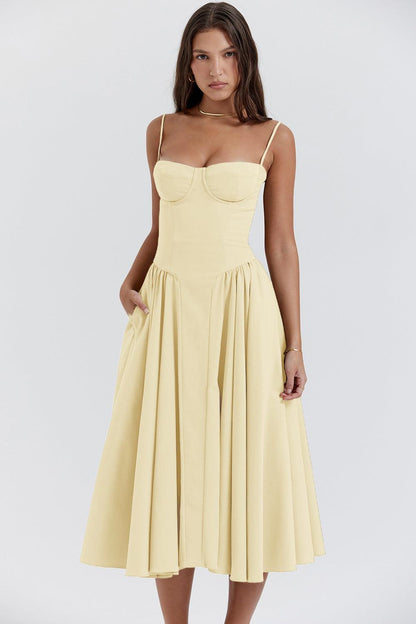 Elegant Waist-Cinch Midi Dress