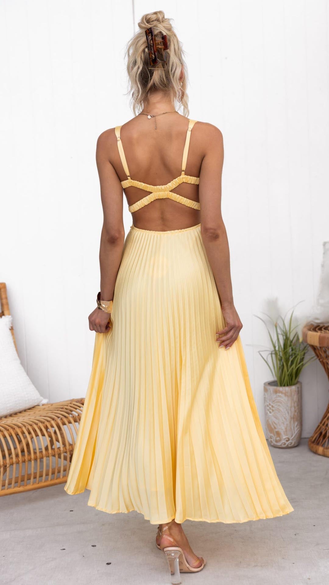 Vestido Maxi Amarillo Elegante