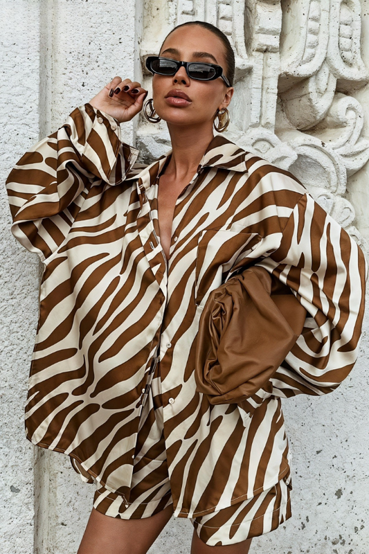 Elegant Zebra-Print Loungewear Set