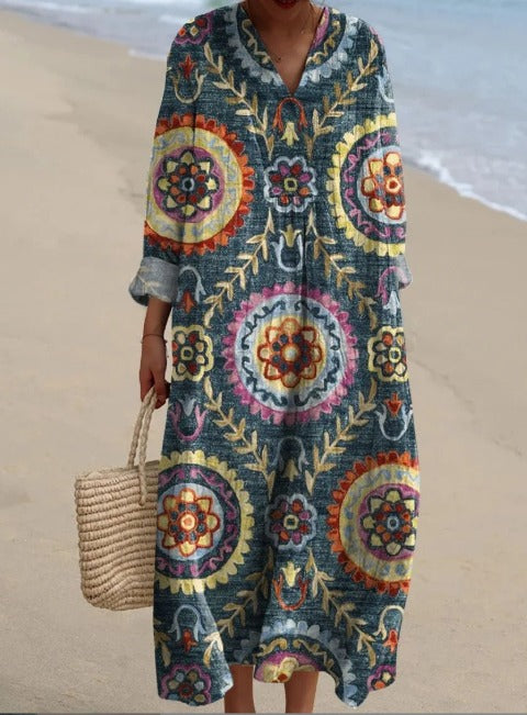 Vestido-Relajado Patrón-Vintage