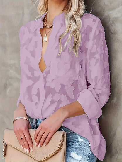 Blusa Floral Lila Calidez-Ligera