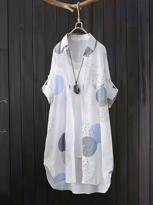 Blusa Geométrica Caída-Fluida