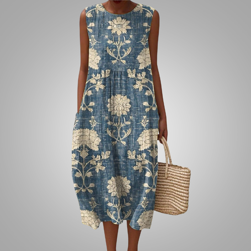 Vestido Floreado Indigo Sereno