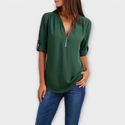 Blusa Elegante V-Cuello Relajada