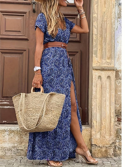 Elegancia Floral Maxi Vestido