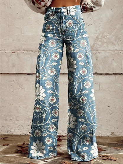 Pantalones Florales Alta-Comodidad