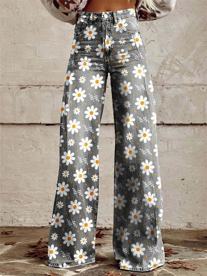 Pantalones Florales Confort-Parte Ancha
