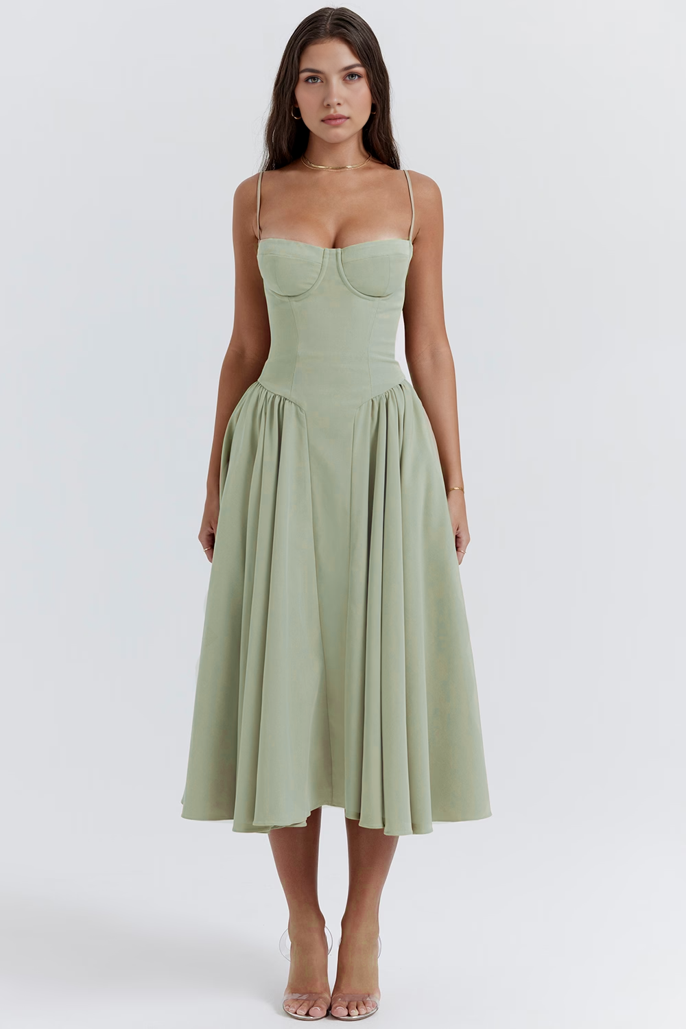 Elegant Waist-Cinch Midi Dress