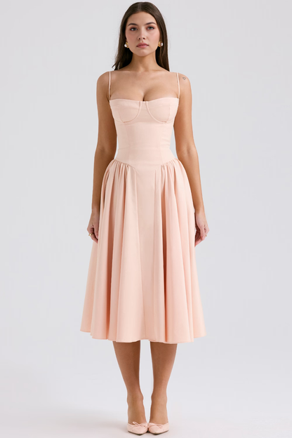 Elegant Waist-Cinch Midi Dress