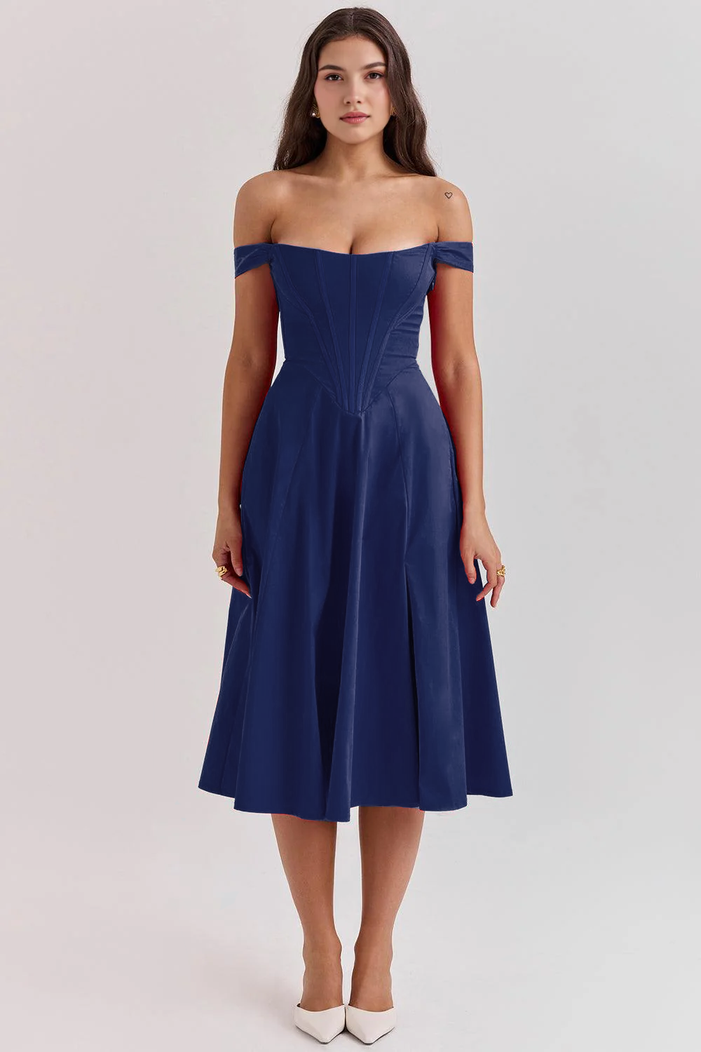 Elegancia Floral Midi Dress