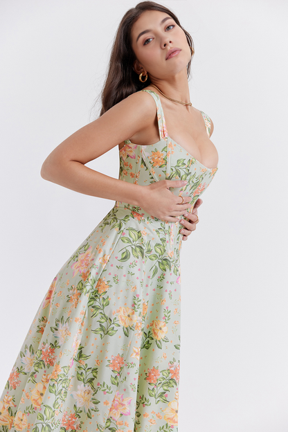 Elegancia Floral Midi Dress