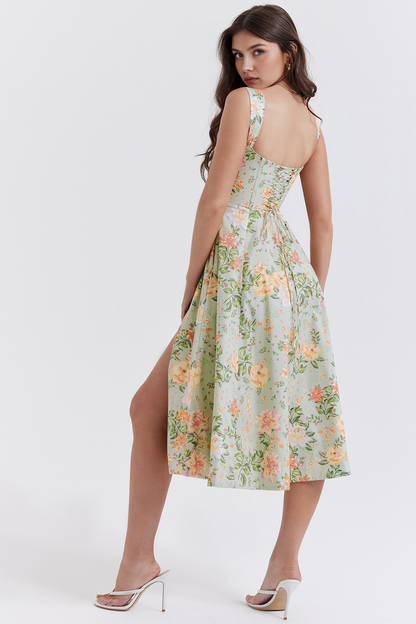 Elegancia Floral Midi Dress