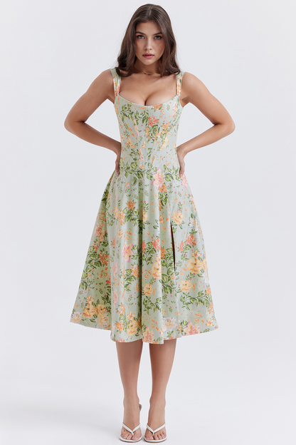 Elegancia Floral Midi Dress
