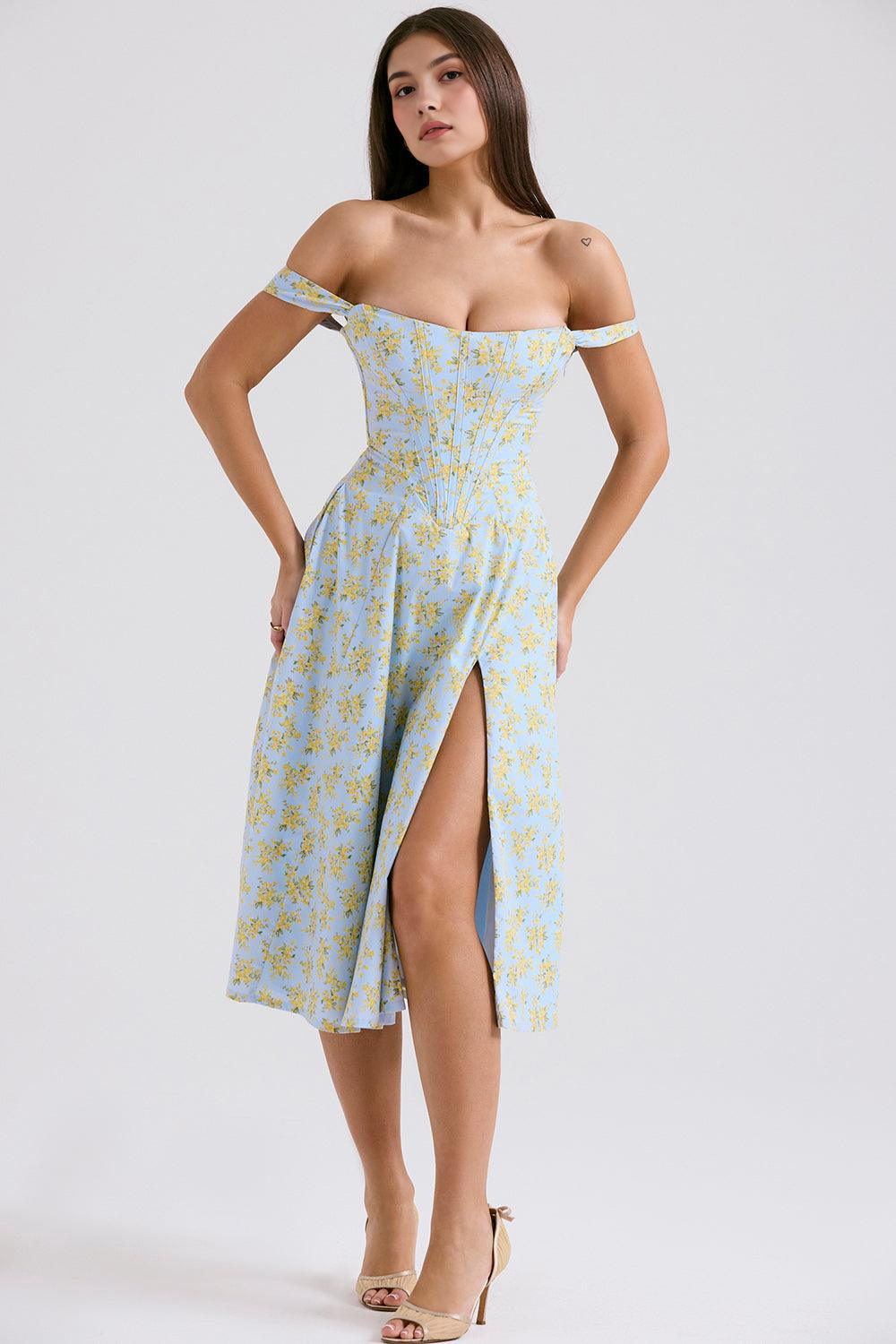 Elegancia Floral Midi Dress