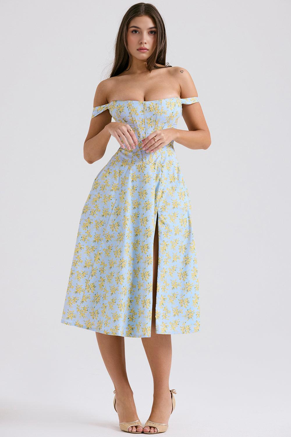 Elegancia Floral Midi Dress
