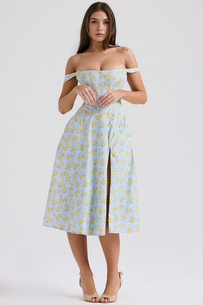 Elegancia Floral Midi Dress