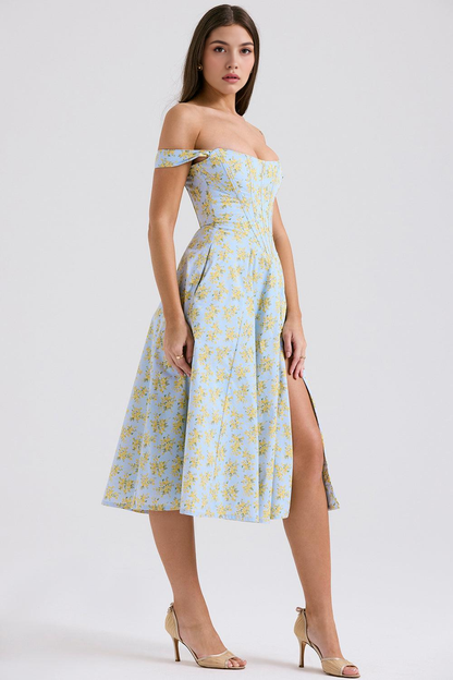 Elegancia Floral Midi Dress