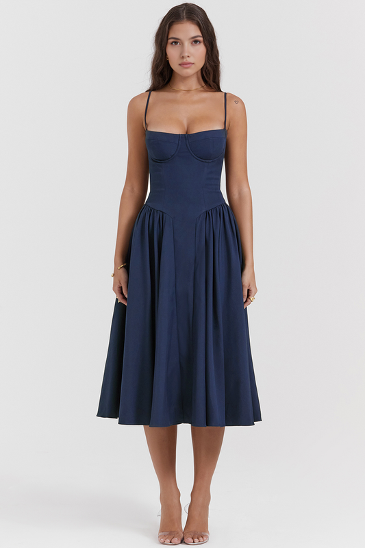 Elegant Waist-Cinch Midi Dress