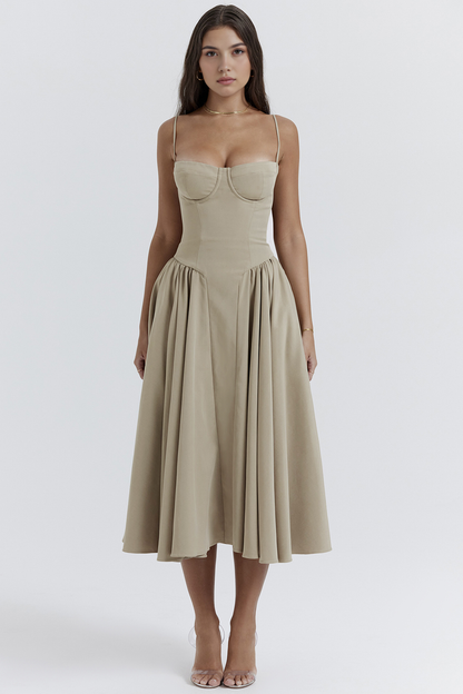 Elegant Waist-Cinch Midi Dress