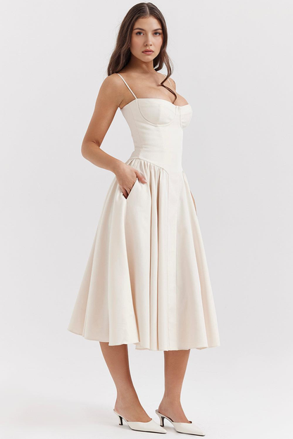 Elegant Waist-Cinch Midi Dress