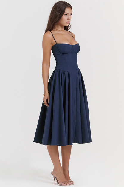 Elegant Waist-Cinch Midi Dress