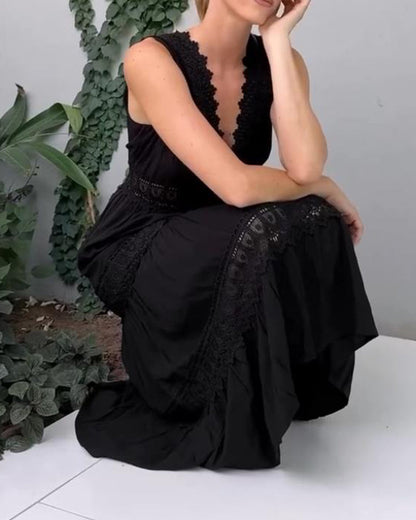 Vestido Crochet-Azul Sin Mangas