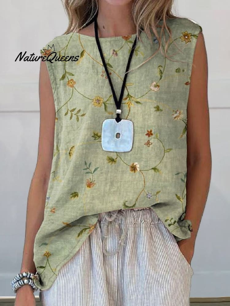 Falda De Algodón Retro Floral