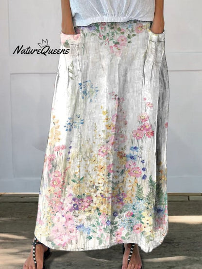 Falda Floral Bolsillos Cálida