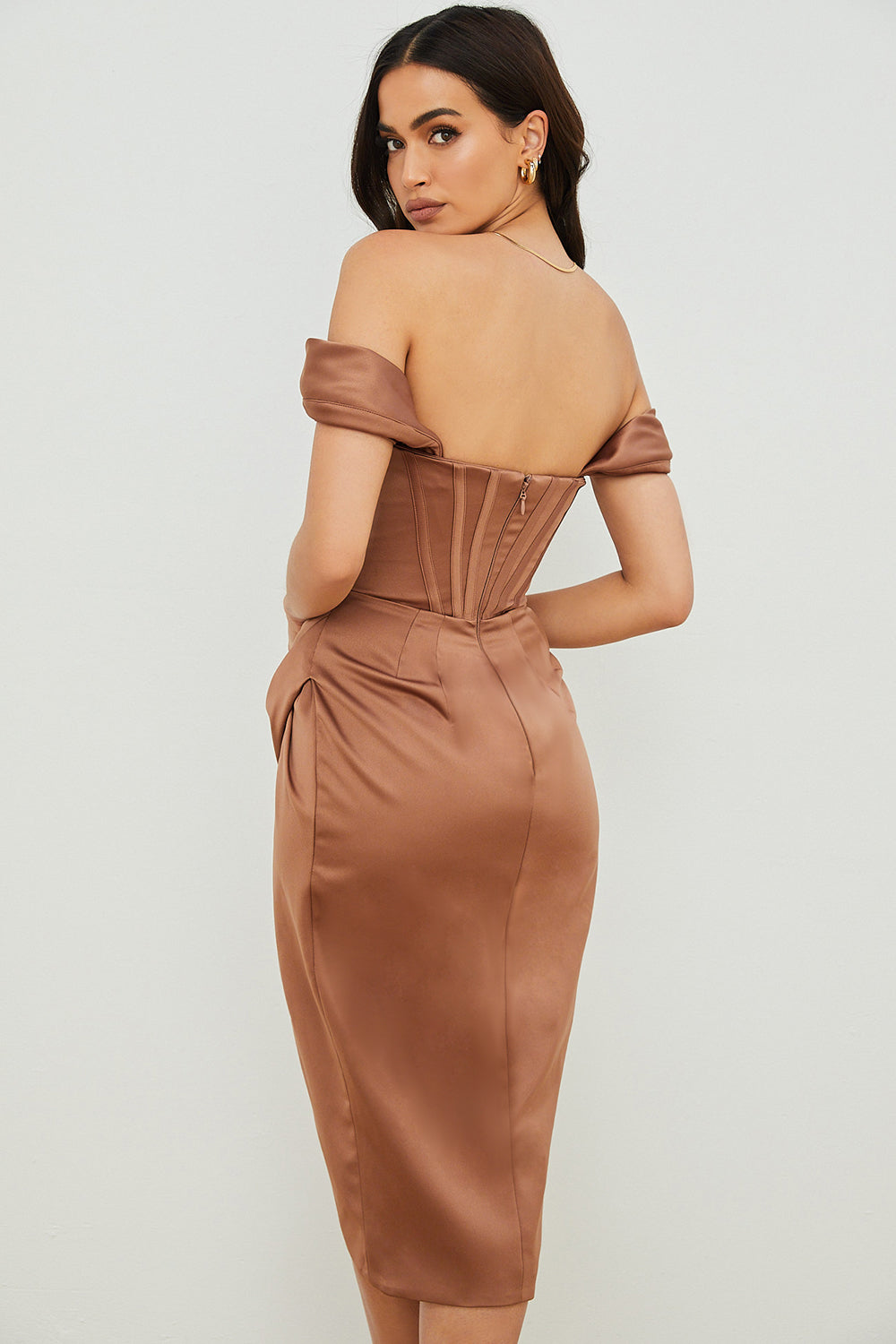 Elegancia Satin Midi Dress