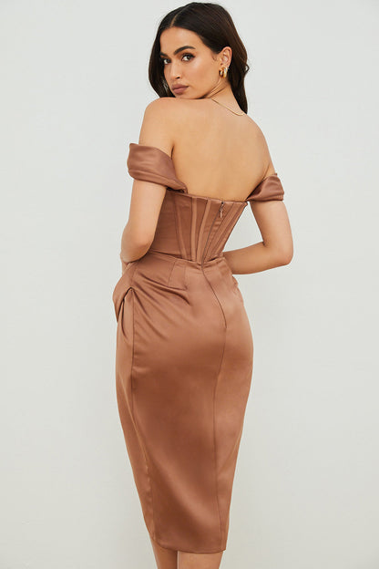 Elegancia Satin Midi Dress