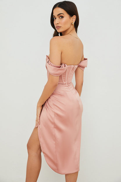 Elegancia Satin Midi Dress