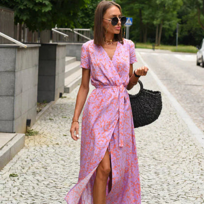 Vestido Eterno de V-Hals Elegante