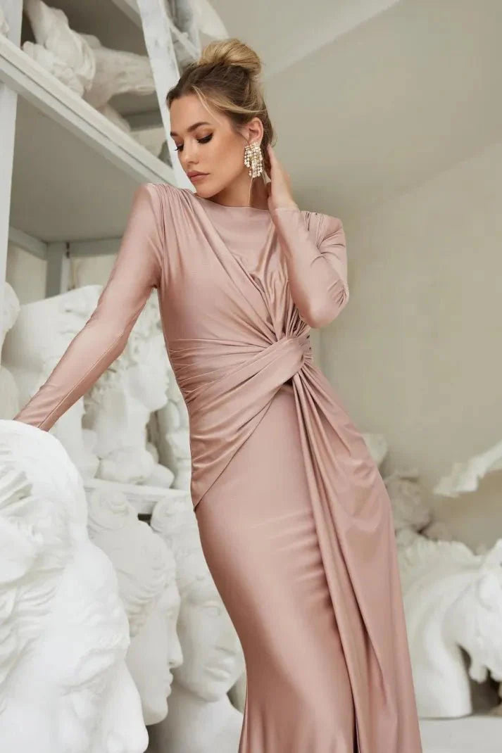 Vestido Maxi Manga Larga Elegante